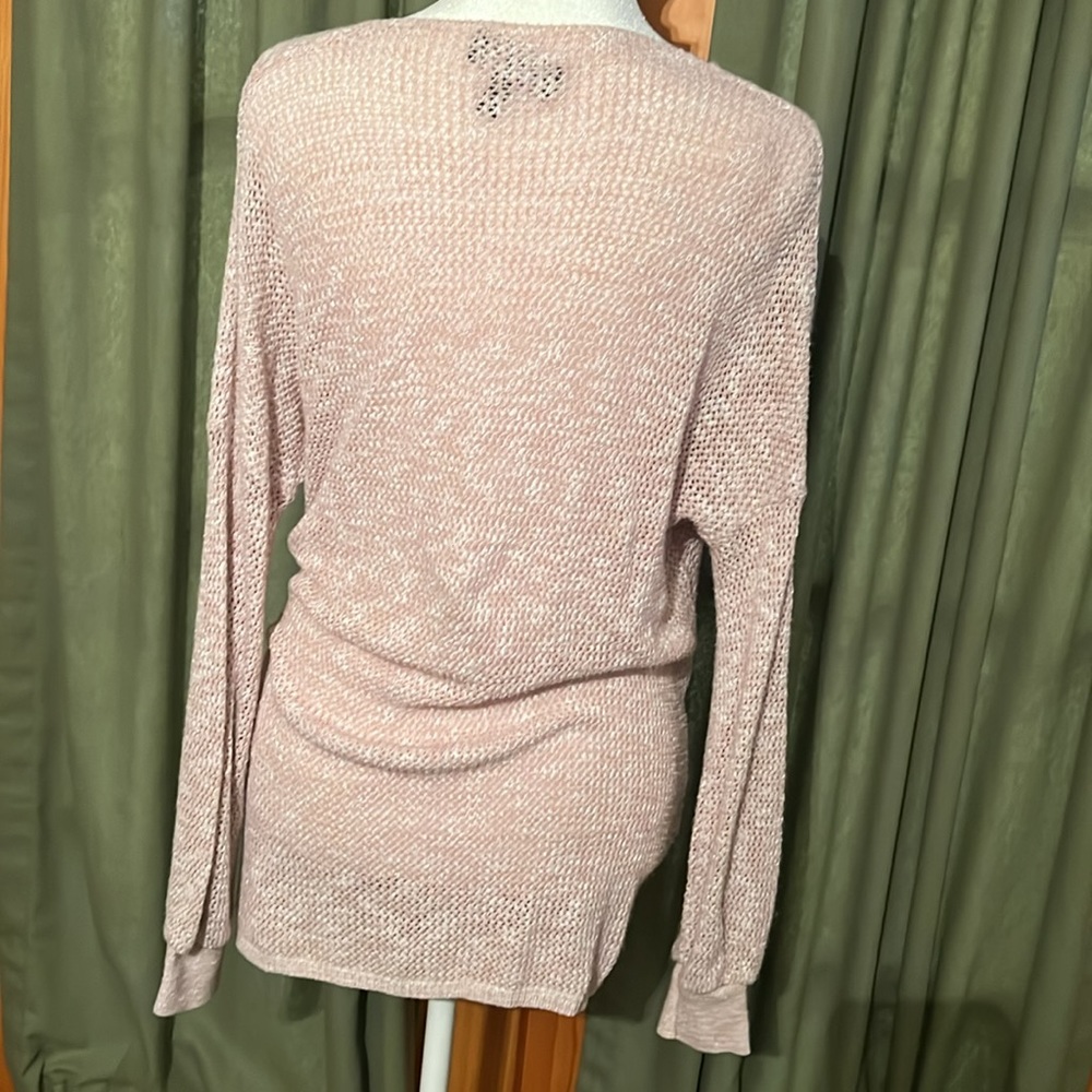 Pink Cable-Knit Crossover Sweater - Picture 2 of 3